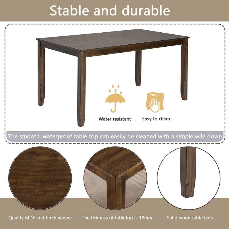 Wooden Dining Rectangular Table with Bench,Kitchen Table with Bench
