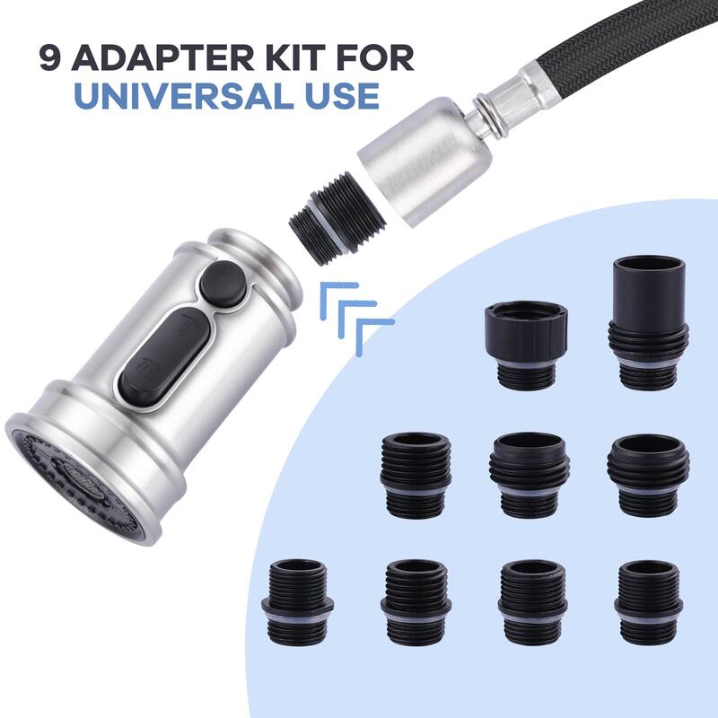 WOWOW Pull Down Kitchen Faucet Spray Head with 9 Adapters Kit