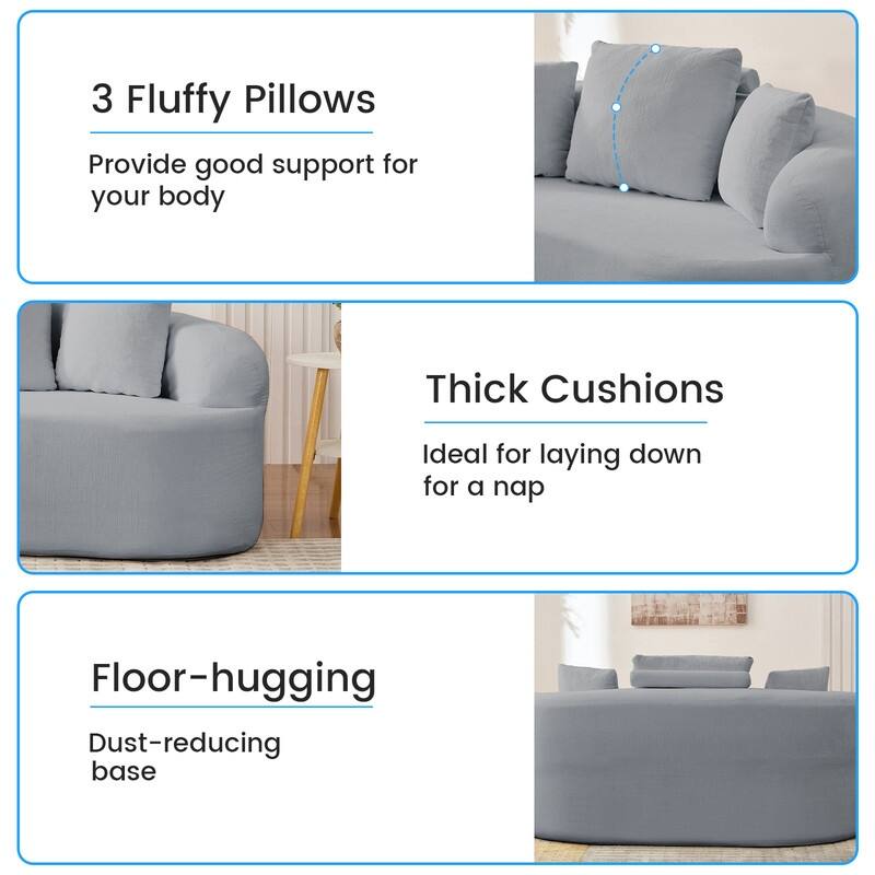 Mixoy Compact Loveseat Sofa with Chenille Upholstery,No Assembly Curved Couch for Small Spaces,Apartment