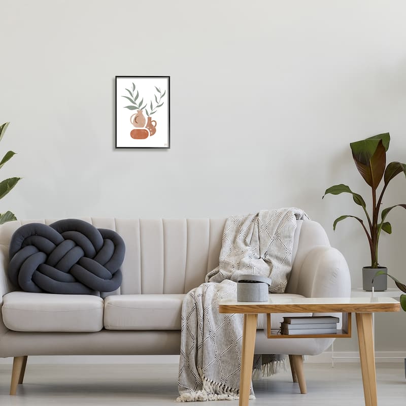 Stupell Boho Ceramic Plant Still Life Modern Terracotta Illustration Framed Wall Art