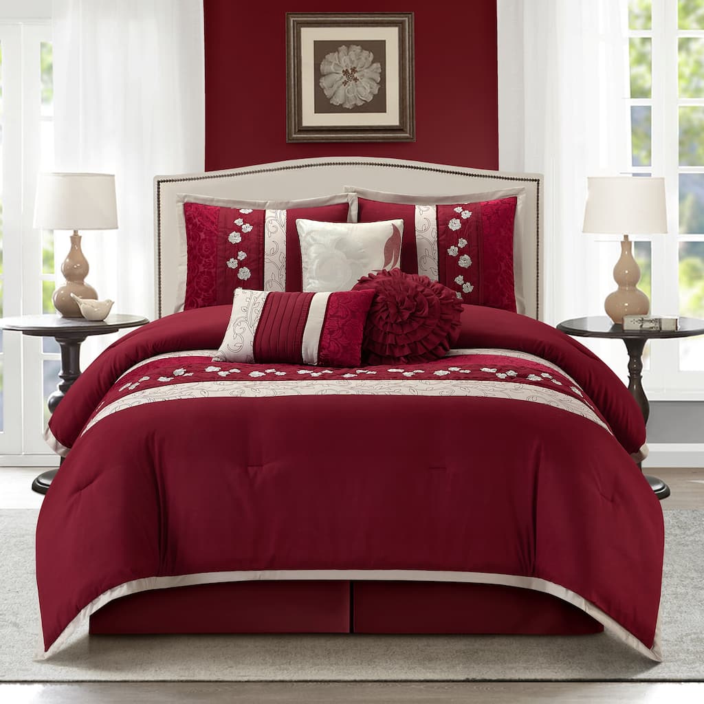 Nanshing Stella Wine 7-piece Bedding Comforter Set