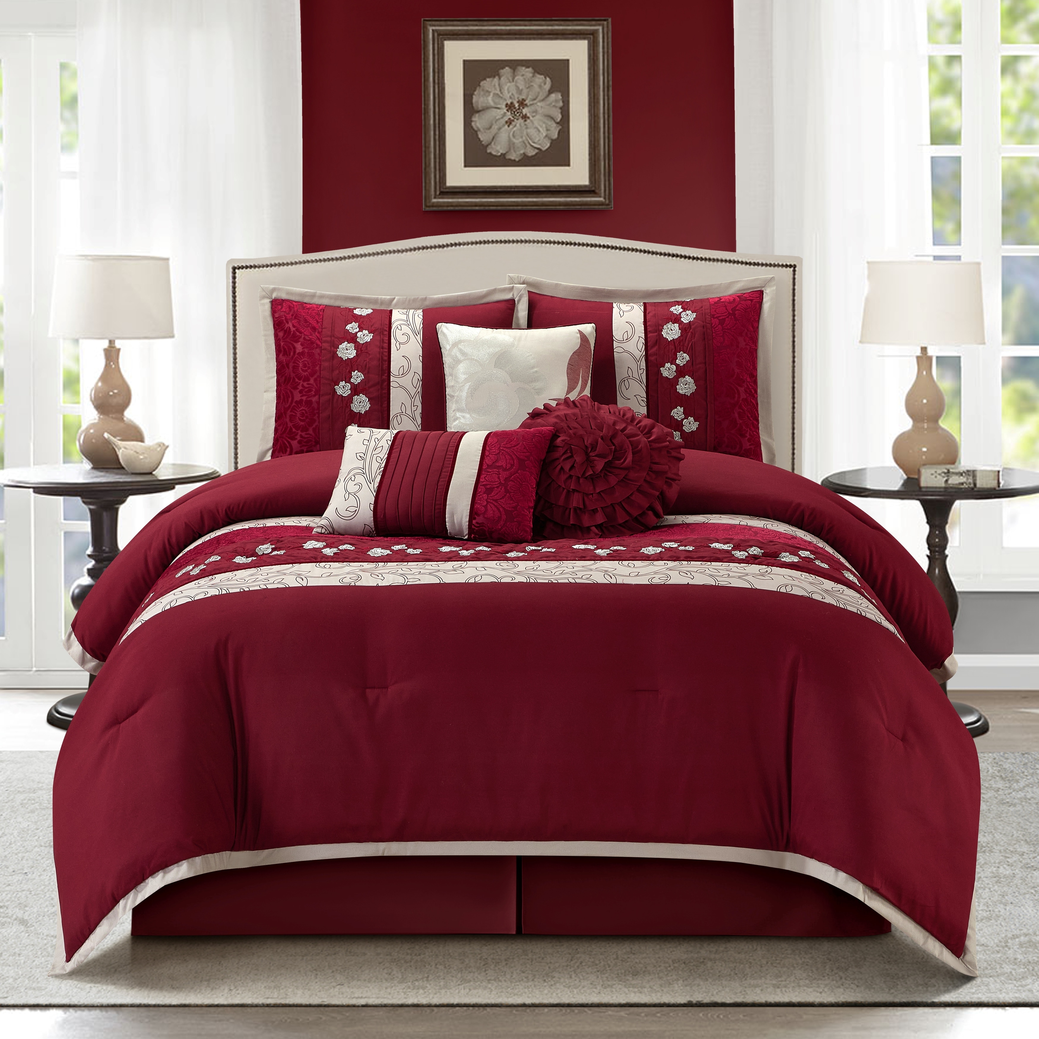 Nanshing Stella Wine 7-piece Bedding Comforter Set