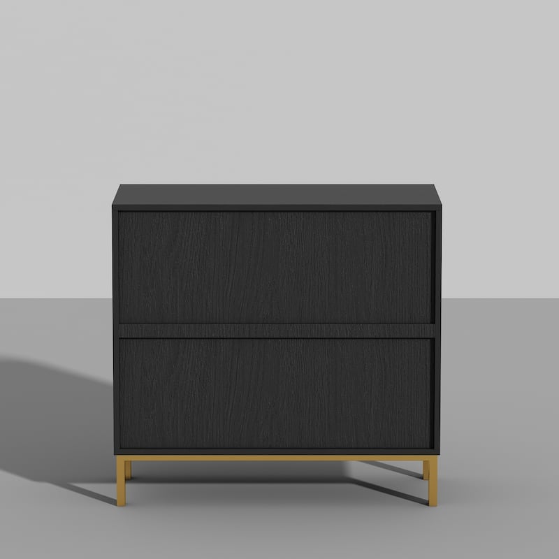 31.5"W x 29.7"H Wooden Nightstand with 3 Drawer End Table Black Chest