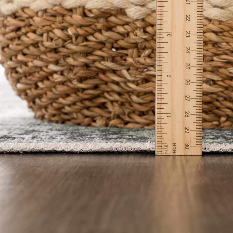 Hauteloom Arista Living Room, Bedroom Machine Washable Area Rug - Traditional - Gray - 5' x 7'6"