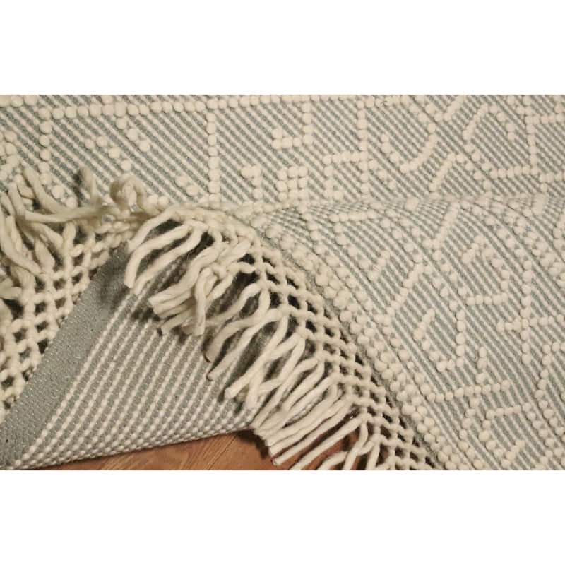 Hand Knotted Oriental 100% Wool Carpet Modern Geometric Greys & Charcoal Modern Gotti Design Area Rug - 8' 1'' X 5' 2''