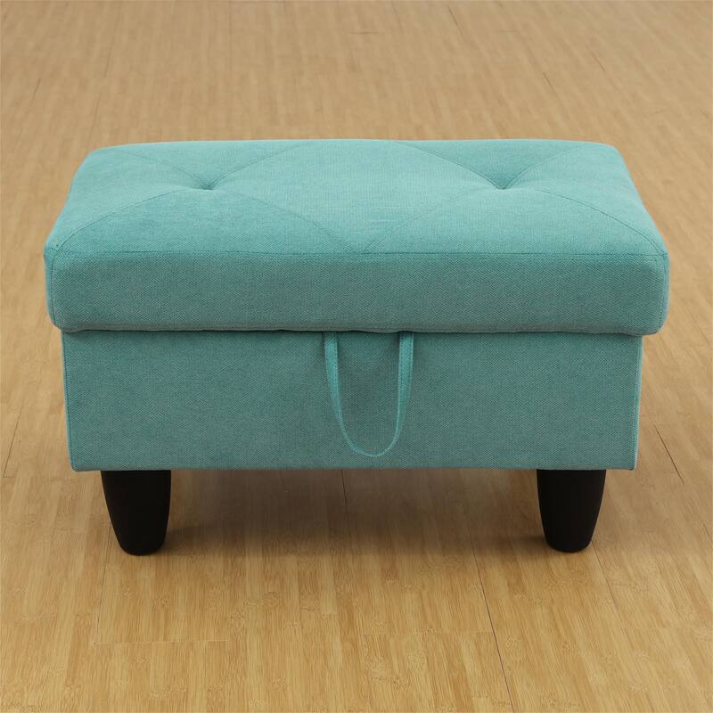 KISRAIS 28.5" Wide Upholstered Storage Ottoman