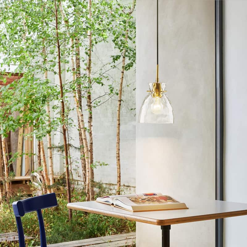 1/3/5-Light Modern Black & Gold Textured Glass Pendant Light - Adjustable Hanging Ceiling Fixture for Dining Room