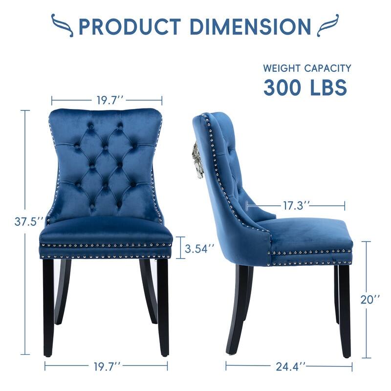 Solid Wood Velvet Upholstered Dining Chair Set of 6