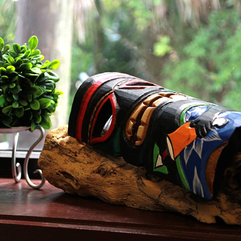 Zeckos Set Of 5 Polynesian Decor Style Wooden Tiki Masks 12 Inch