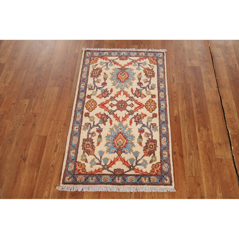 Floral Kazak Oriental Foyer Rug Hand-Knotted Wool Carpet - 2'0"x 3'0"