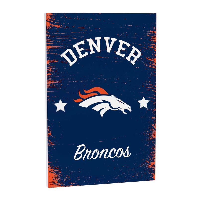 Denver Broncos Wooden Door Decor Wall Sign - Multi-Color - 16 x 24