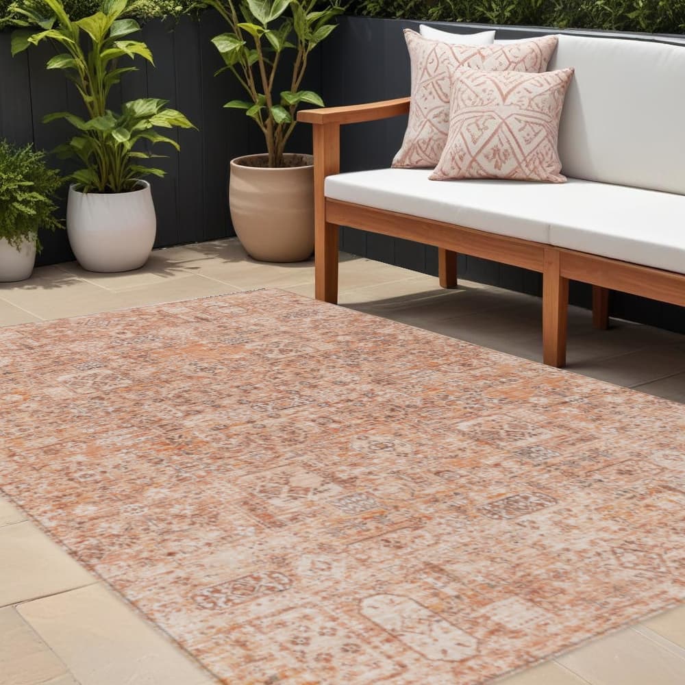 HomeRoots Floral Transitional Rectangle Outdoor Rug