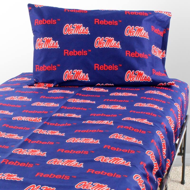 Ole Miss Rebels 100% Cotton Sheet Set