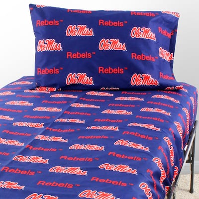 Ole Miss Rebels 100% Cotton Sheet Set
