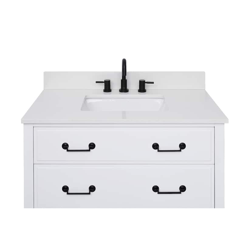 Avanity Quartz Vanity Top with Rectangular Undermount Sinks