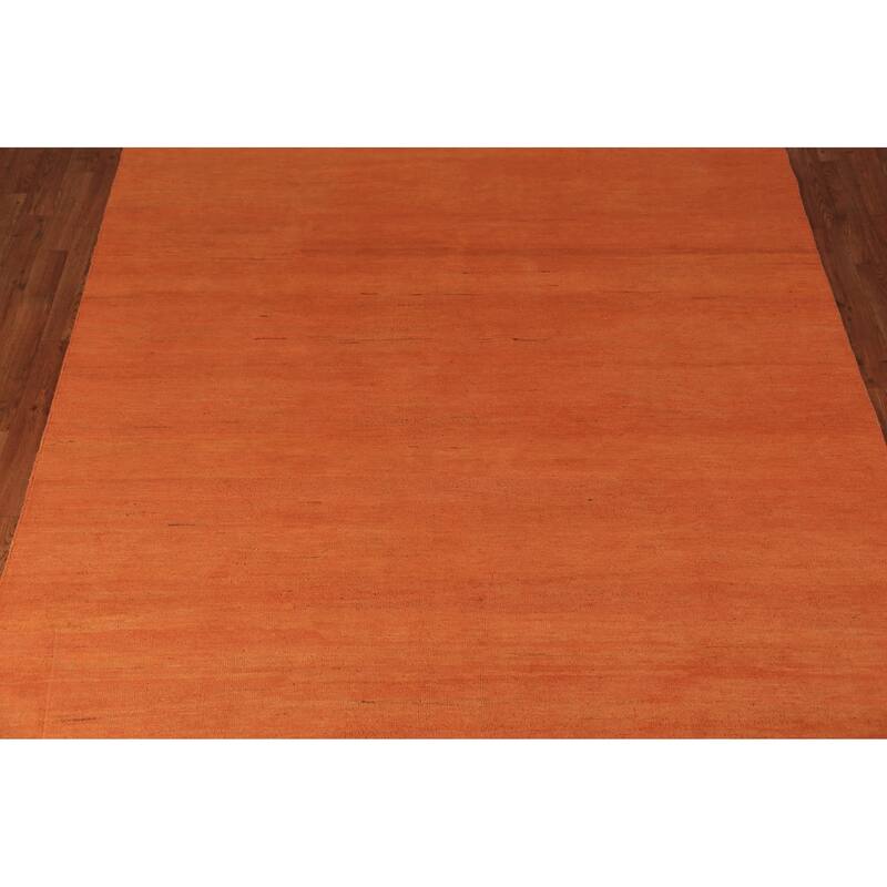 Gabbeh Oriental Area Rug Hand-Knotted Orange Wool Carpet - 6'5" x 9'6"