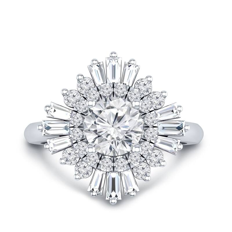 Auriya 14k Gold 1 1/2ctw Ballerina Halo Diamond Engagement Ring Certified (G-H, VS1-VS2) - White - 4
