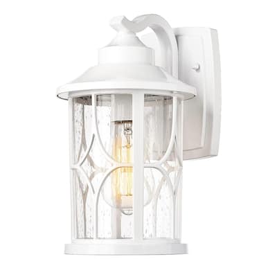 Farmhouse Outdoor Wall Lantern Cast Aluminum with Seeded Glass,Black or White Finish