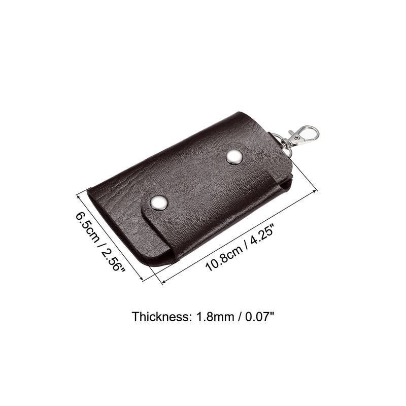 Key Case Cover, 1 Pack PU Leather 6 Keychain Holder Key Sleeve, Orange - 10.8x 6.5cm - Brown