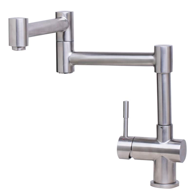 ALFI AB2038-BSS Brushed Silver Stainless Steel 12-inch Retractable Single-hole Kitchen Faucet