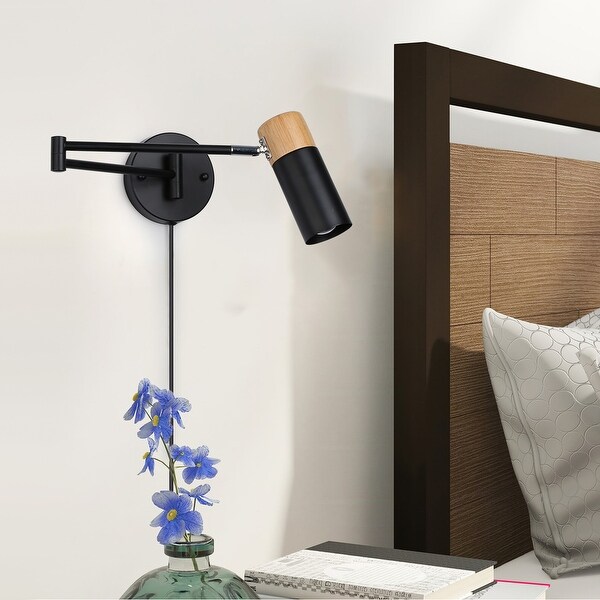 Wood plug in wall sconce best sale