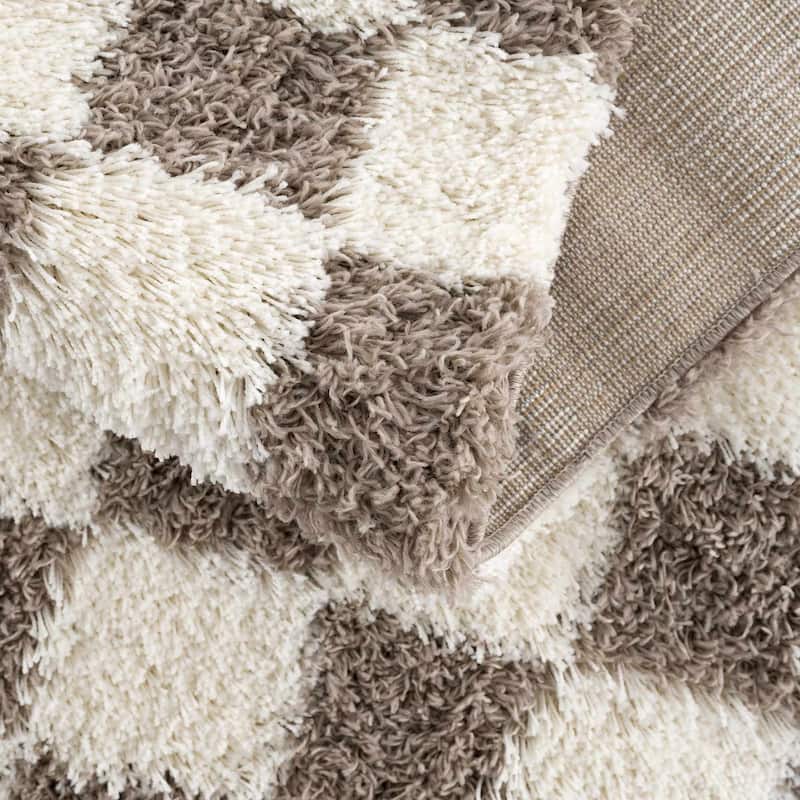 Hauteloom Atira Living Room, Bedroom Area Rug - Contemporary - Plush Pile - Light Gray,Cream - 7'10" x 10'3"