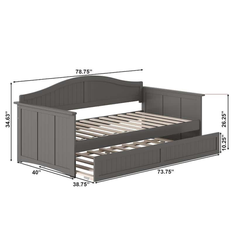 Nantucket Twin Wood Daybed with Twin Size Trundle