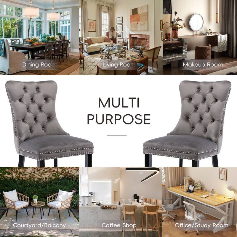 Tufted Naliheads Solid Wood Upholstered Dining Chairs Set of 8