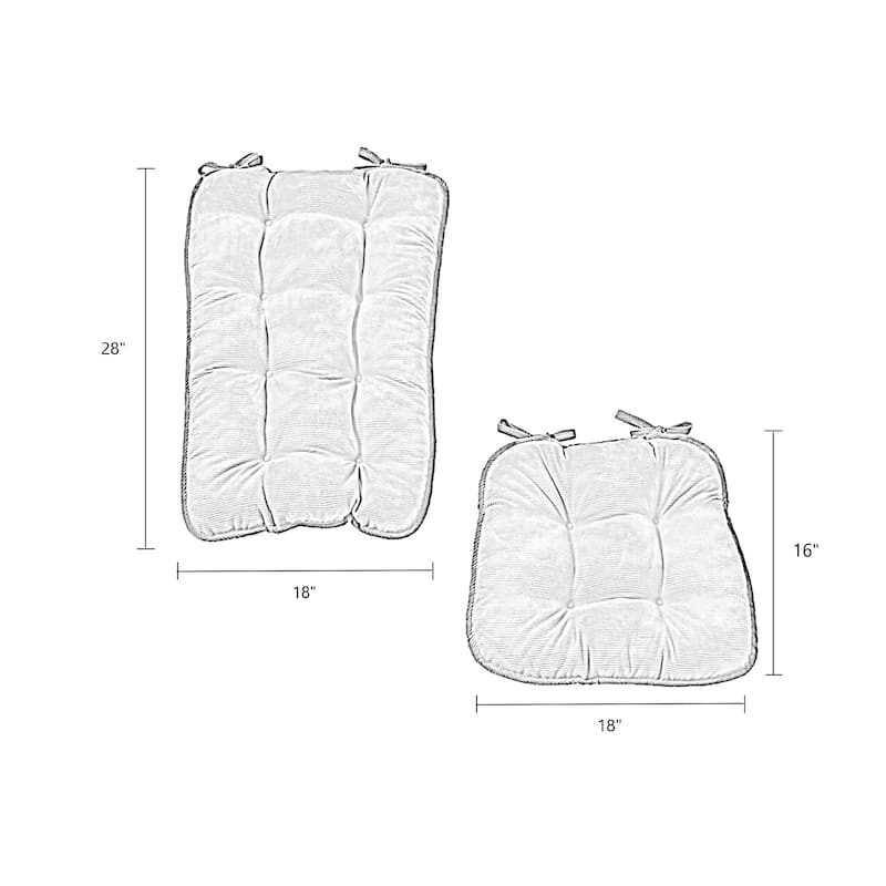 Khaki 2-Piece Reversible Corduroy Jumbo Rocking Chair Cushion Set