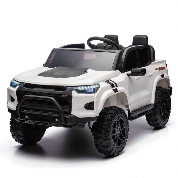 slide 2 of 14, 24V Kids Ride-On Electric Pickup, Two-Seater, 4WD, 800W Motors, Remote Control, Bluetooth, USB, Safety Belt for Kids 3+ White