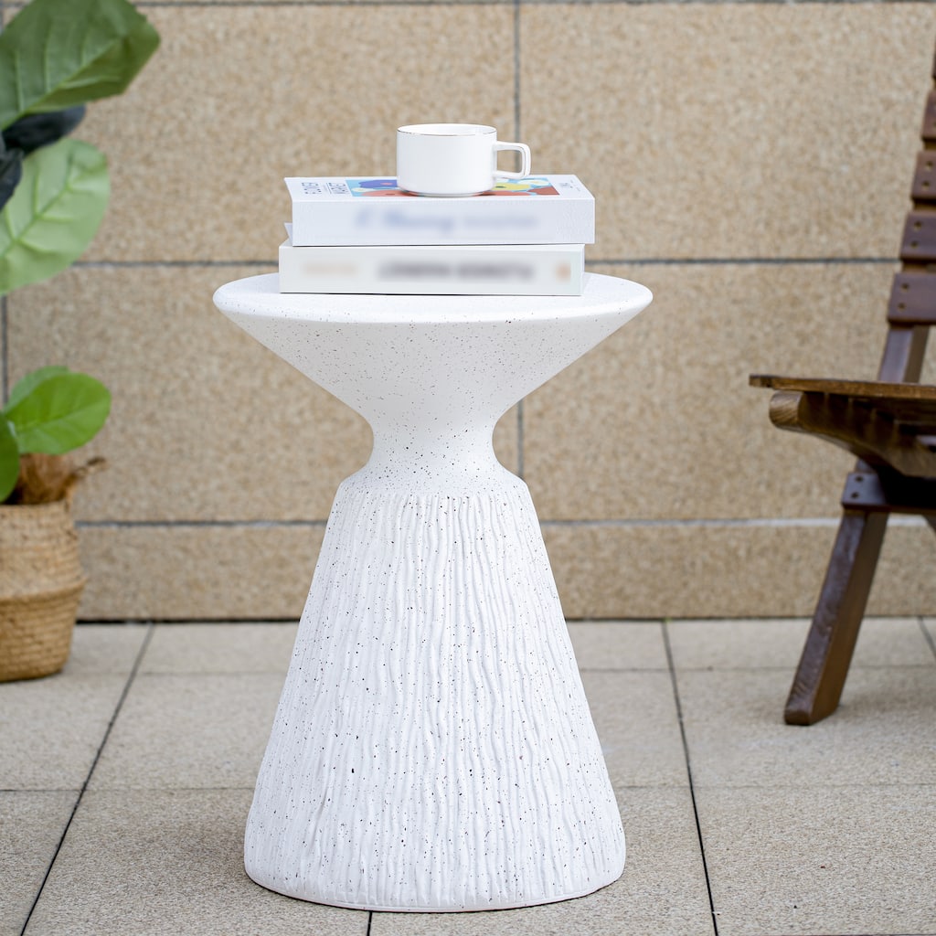 Christopher Knight Home - 15.50'' Retro Textured MGO Pedestal Side Table for Indoor and Outdoor Use - White Marble