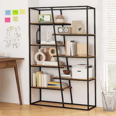 7-Tier Bookshelf Tall Bookcase Storage Organizer w/Metal Frame