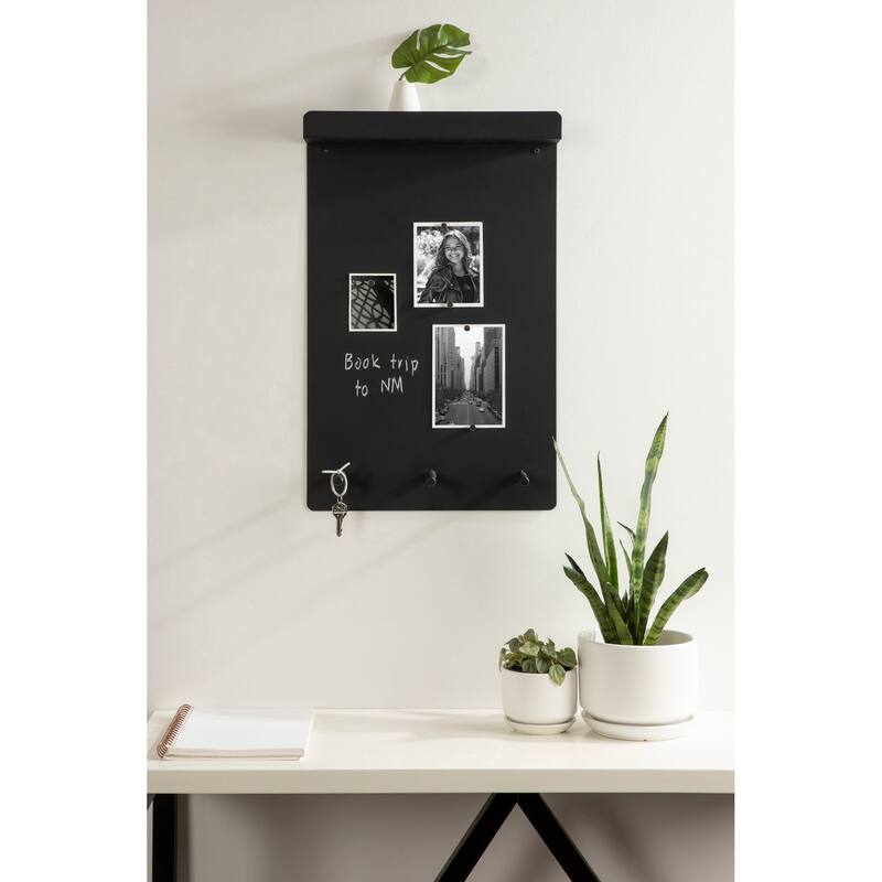 Kate and Laurel Mezzo Magnetic Wall Organizer with Hooks - 15x24