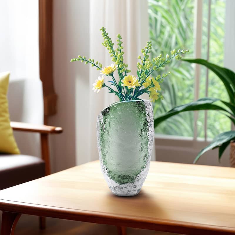 Emerald Crystalized Glass Vase
