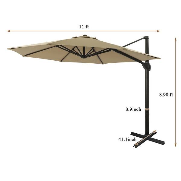 11 Feet Red PushButton Tilt Cantilever Patio Umbrella without Base