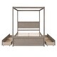 preview thumbnail 15 of 29, Full Size Platform Bed with 4 Drawers, Canopy Bedframe w/ 8 Support