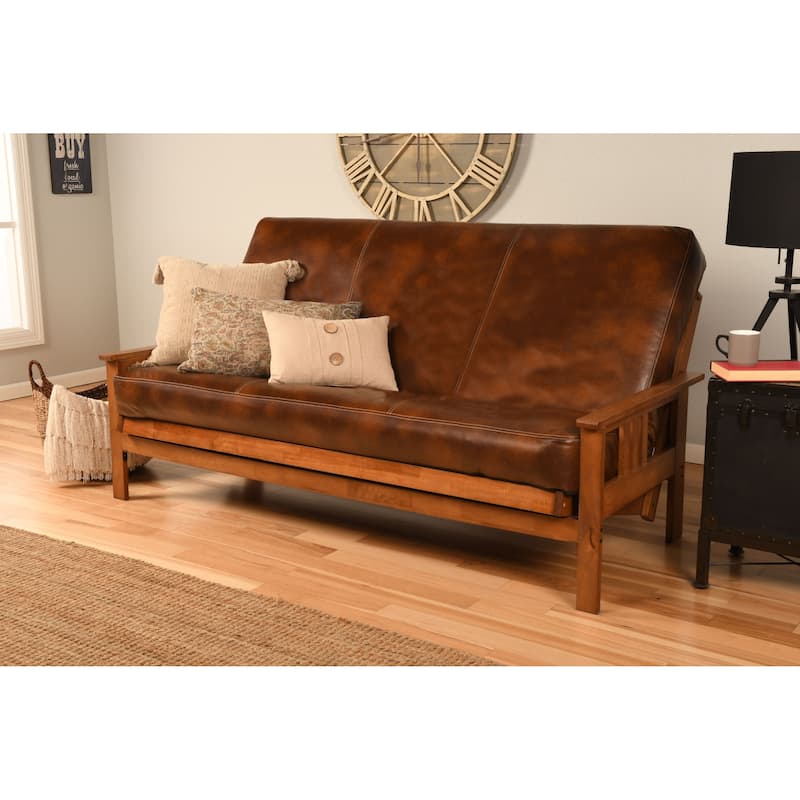 Somette Monterey Sofa in Barbados Finish with Removable Faux Leather Mattress Cover