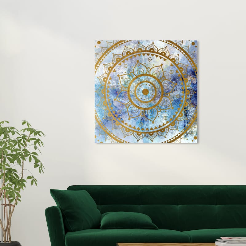 Wynwood Studio Canvas Abstract Sapphire Mandala Blue and Modern & Contemporary Wall Art Canvas Print - 30 x 30