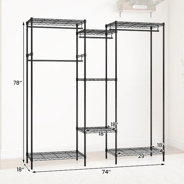 Gymax Portable Wardrobe Convertible Clothes Organizer - Thumbnail 2