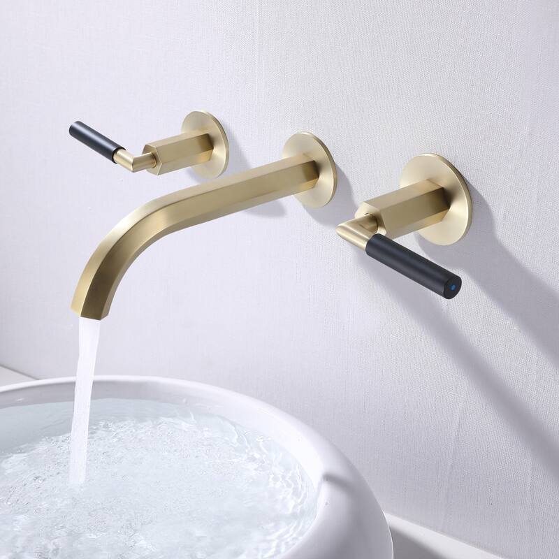 Two Handles Wall Mounted widespread Bathroom Faucet
