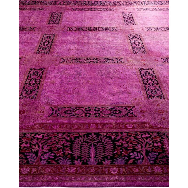 Overton Hand Knotted Wool Vintage Inspired Modern Contemporary Overdyed Pink Area Rug - 10' 0" x 11' 8"