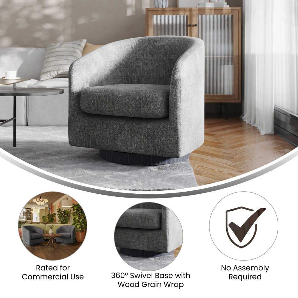 Traditional Club Style Accent Chair with 360 Swivel Metal Base