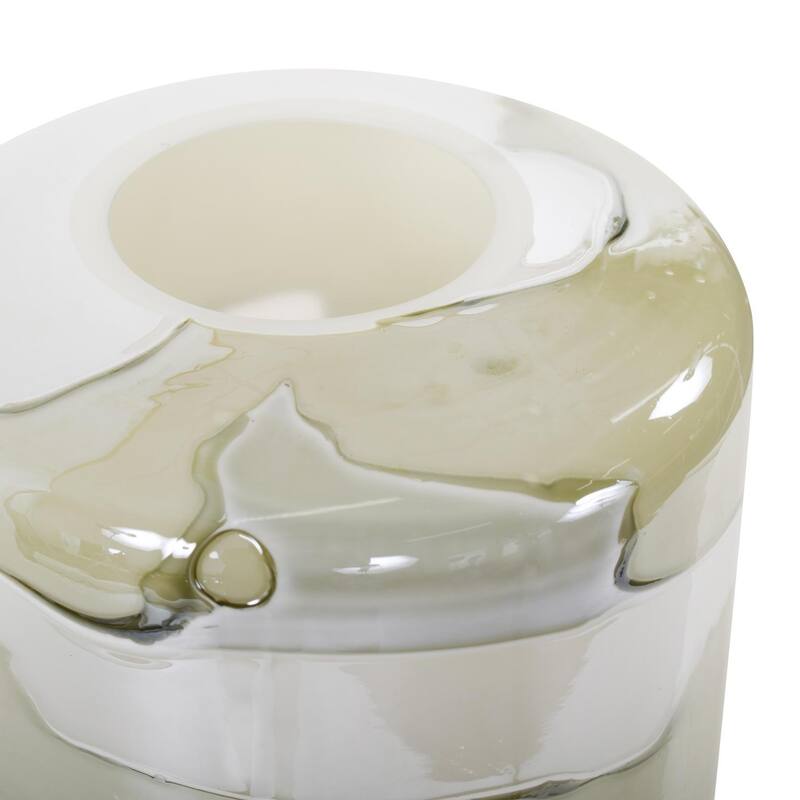 Allan Andrews Green & White Rounded-Edged Cylindrical Glass Vase