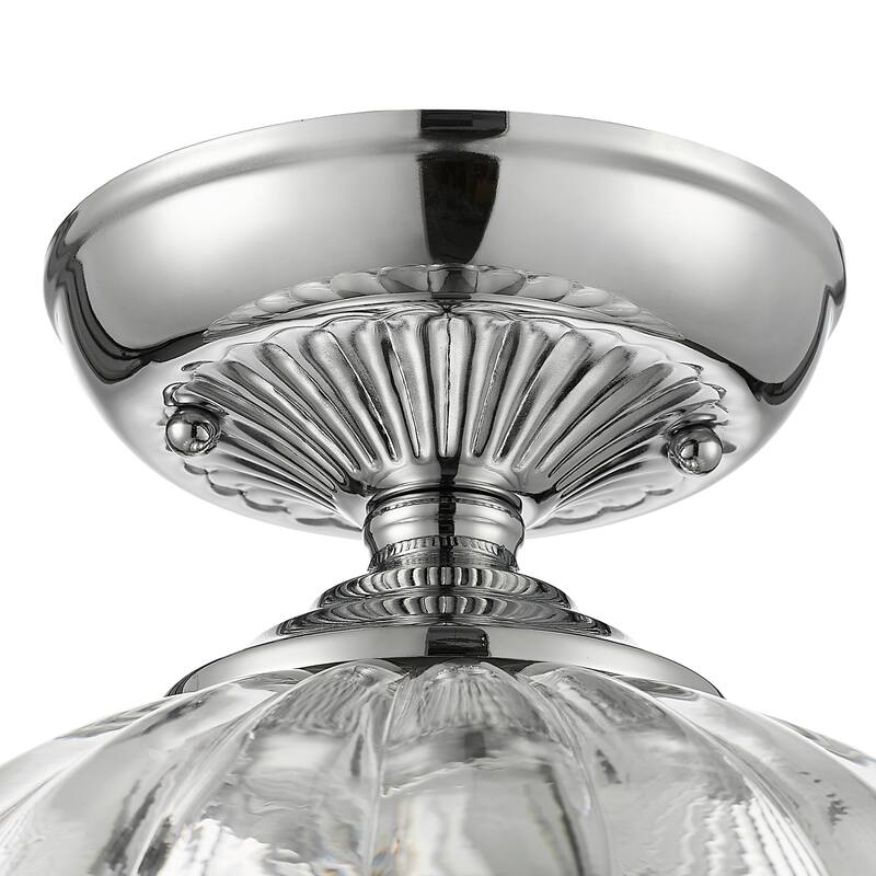 Golden Lighting Audra 1-light 12in Semi-Flush Mount in Chrome - Pewter - 1-Light Semi-flush