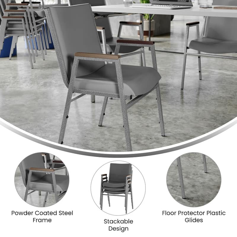 Heavy Duty Stack Chair with Arms - 21"D x 21"W x 31"H