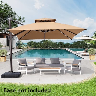 Outdoor 10X12.5 FT Dual Top Patio Offset Umbrella 360 degrees Rotation