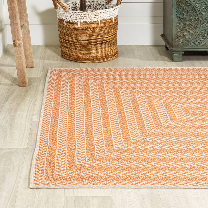 JONATHAN Y Lucia Modern Concentric Squares Indoor/Outdoor Area Rug