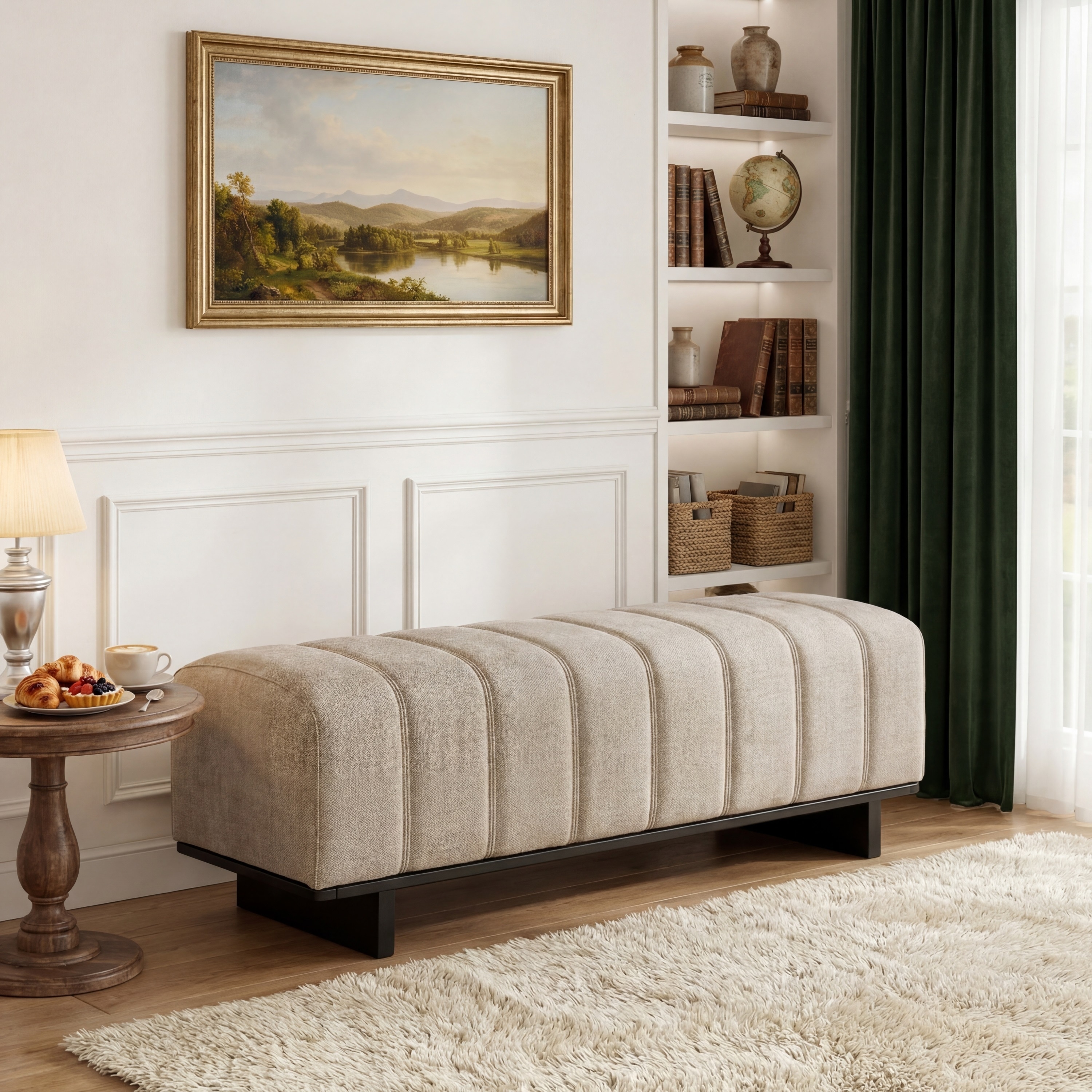 Christopher Knight Home - Modern Upholstered Dining Bench with Faux Fur Tufted Seating