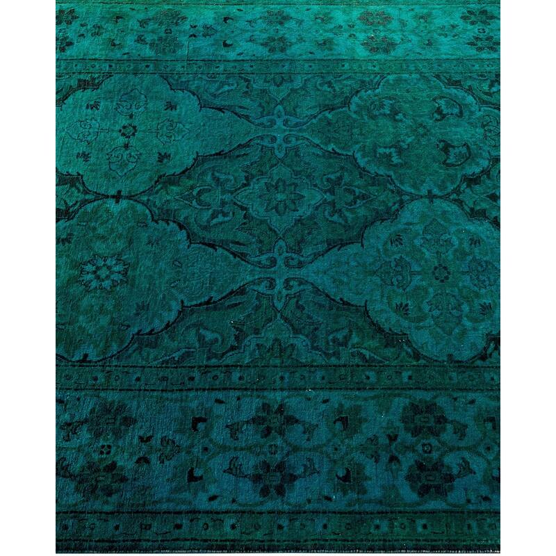 Overton Hand Knotted Wool Vintage Inspired Modern Contemporary Overdyed Blue Area Rug - 4' 1" x 5' 7"