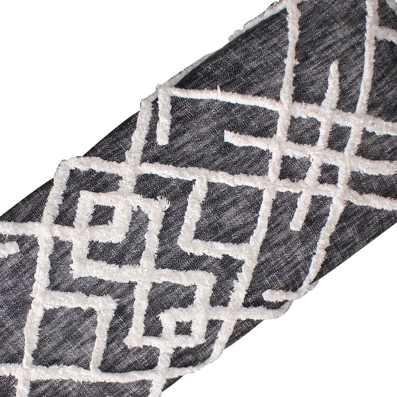 Sevita Tufted Geometric Diamond and Distressed Bench 16"W x 47"L x 18"H - 1'6" x 3'11" x 1'4"